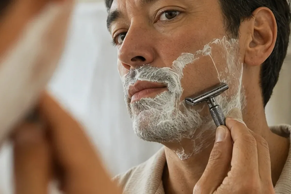 Hochwertige Beauty-Inszenierung zu Auswahlkriterien für Rasierschaum für trockene Haut