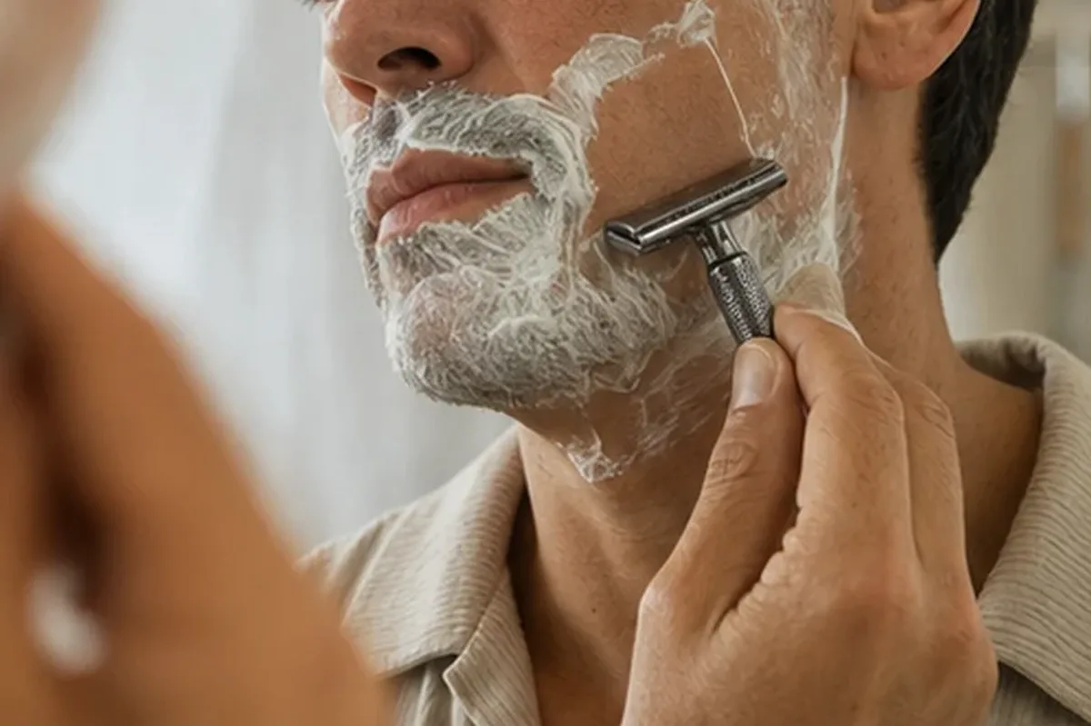 Authentischer Wohlfühlmoment passend zum Beauty-Thema Bikinizonen-Trimmer für eine schnelle Anwendung