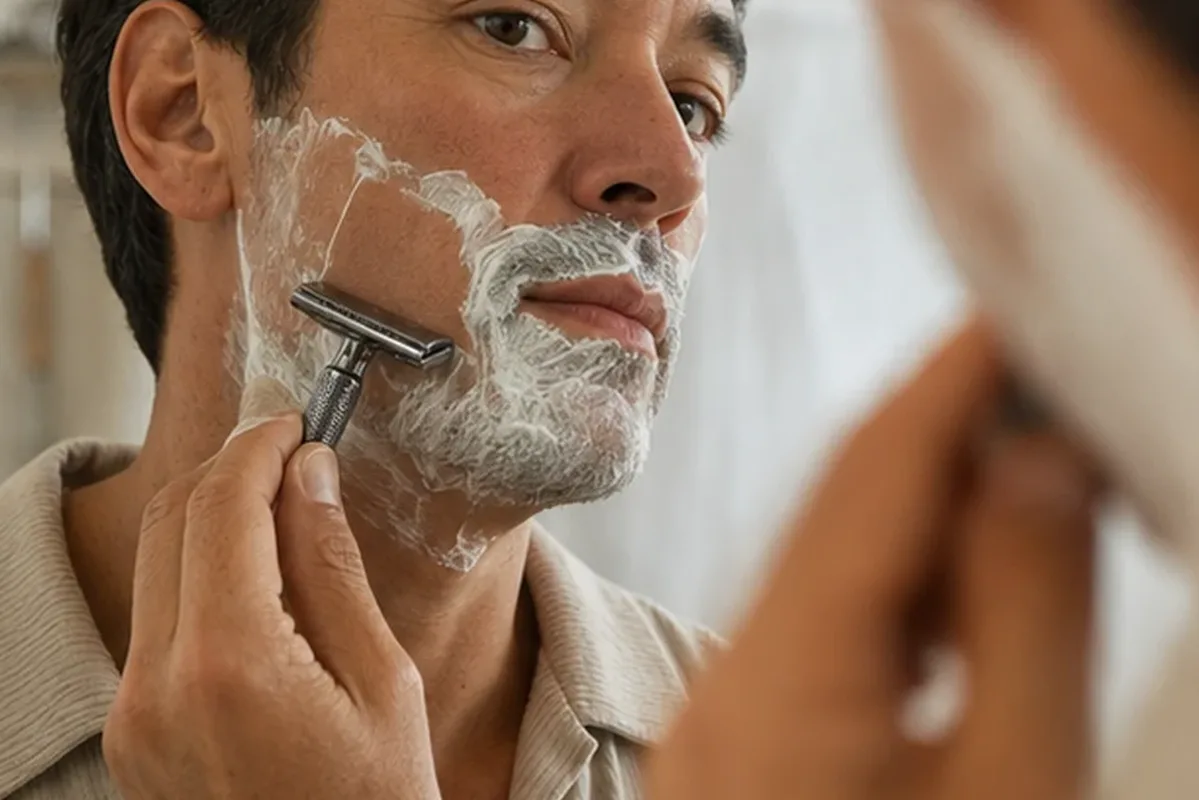 Authentischer Wohlfühlmoment passend zum Beauty-Thema After Shave bei Rasurbrand