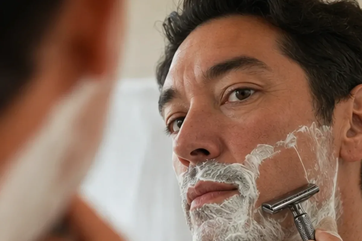 Emotionaler und authentischer Anwendungsmoment rund um After Shave bei Rasurbrand