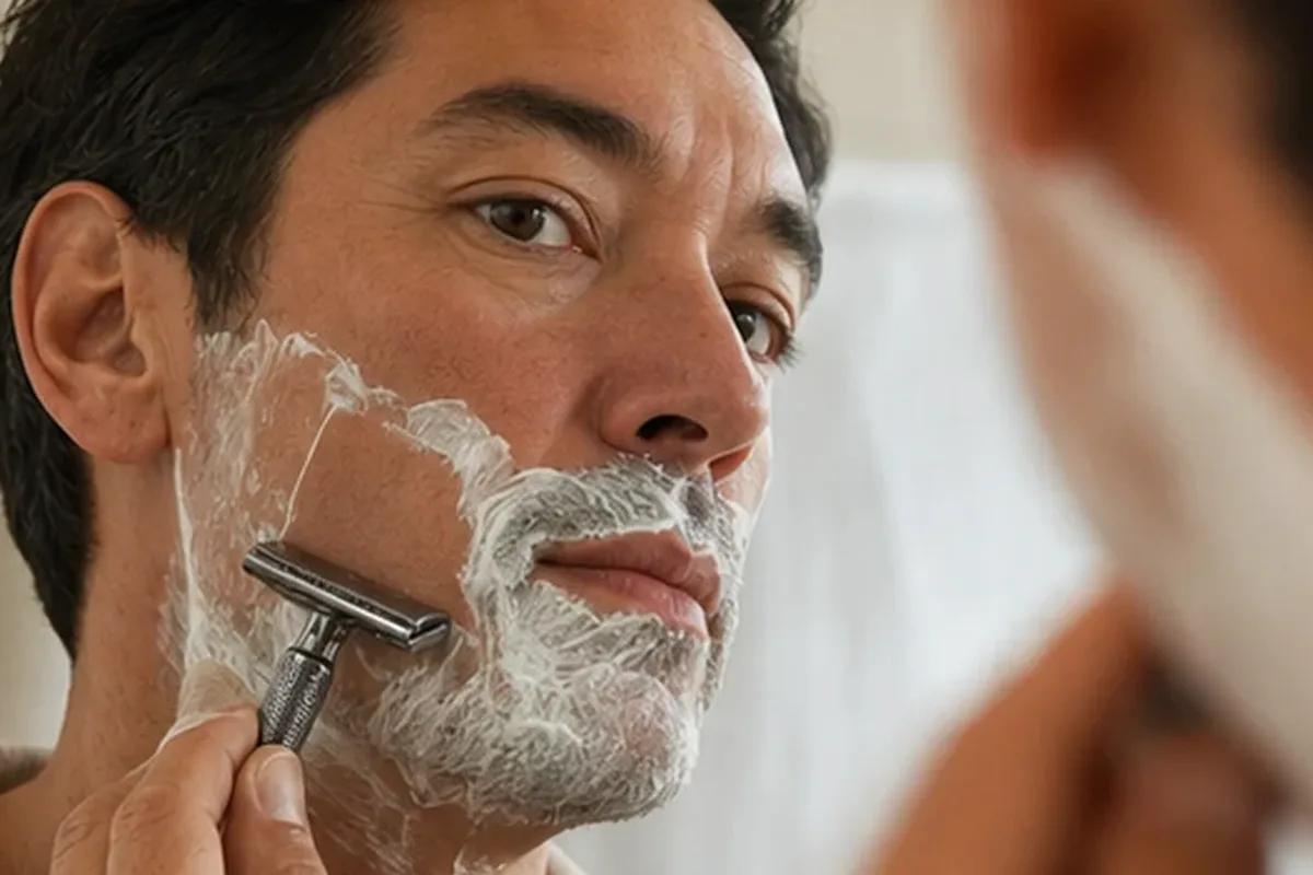 Redaktioneller Beauty-Moment zur Ausgangslage bei Peeling vor der Rasur für empfindliche Haut