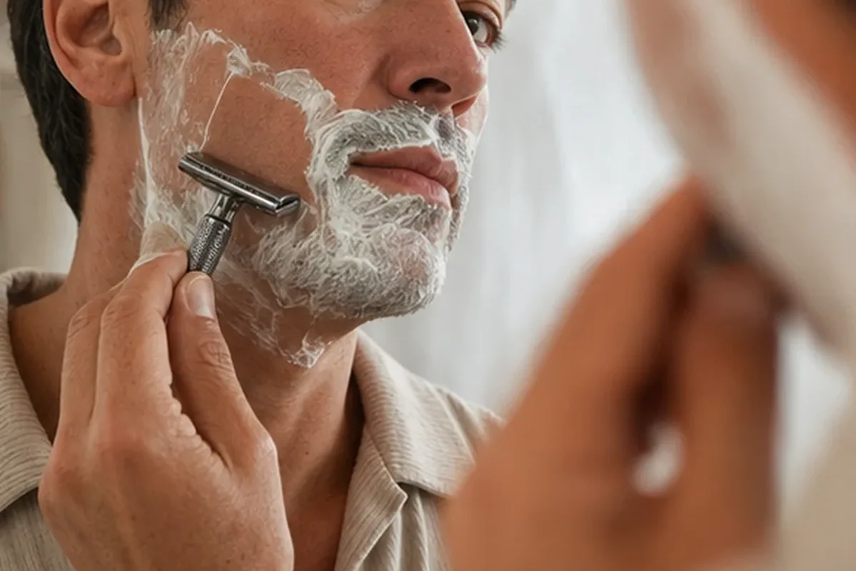 Authentischer Wohlfühlmoment passend zum Beauty-Thema Body-Trimmer für feine Haare