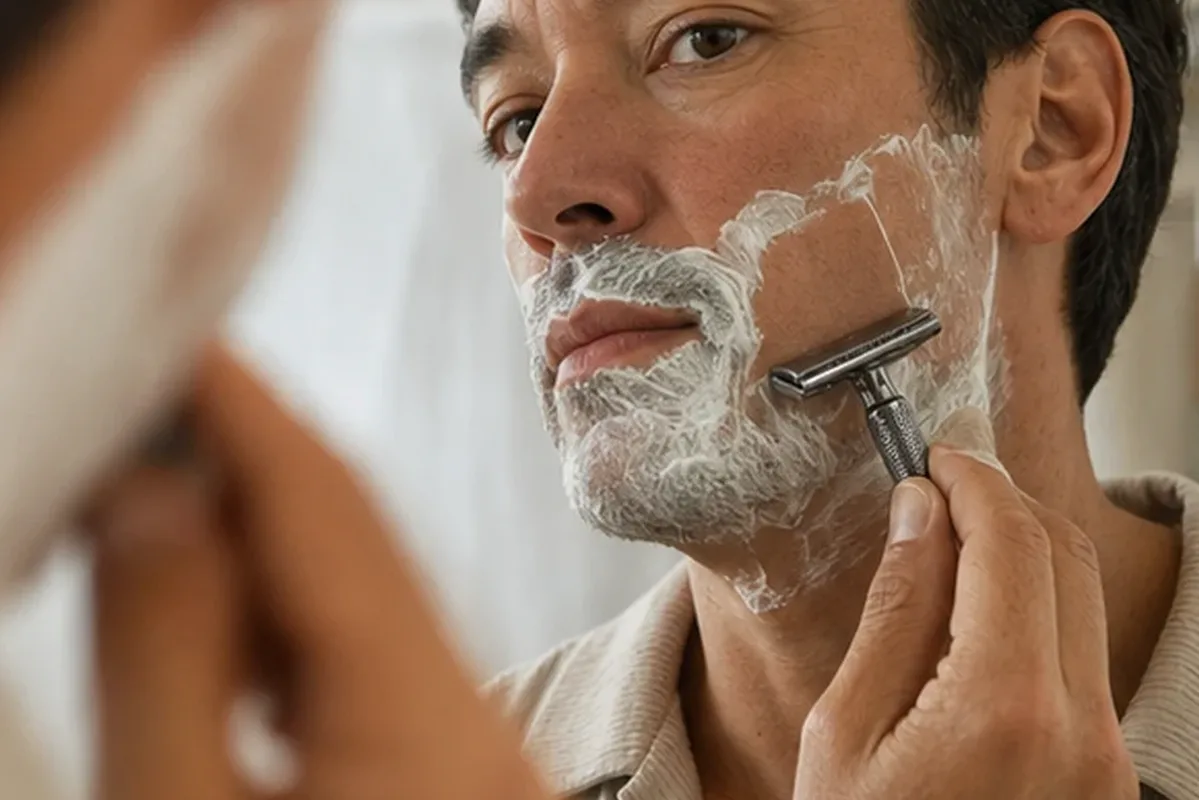 Authentischer Wohlfühlmoment passend zum Beauty-Thema Bikinizonen-Trimmer für dunkle Haare