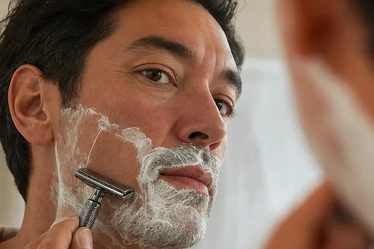 Authentischer Wohlfühlmoment passend zum Beauty-Thema After Shave bei Rasurbrand