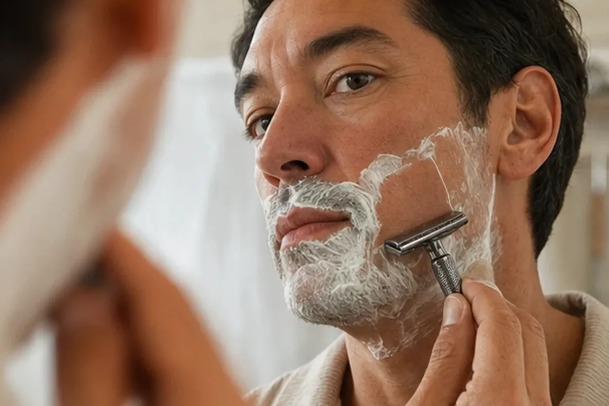 Hochwertige Beauty-Inszenierung zu Auswahlkriterien für Bartshampoo bei Rasurbrand