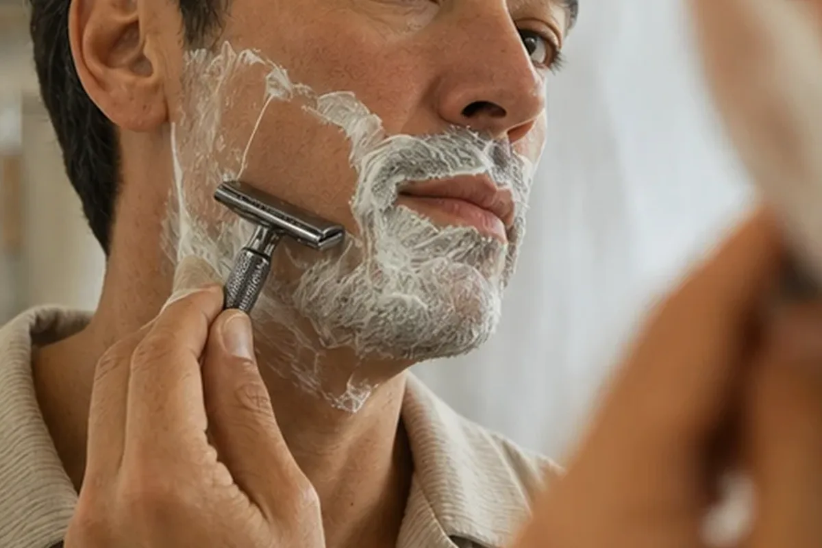 Authentische Beauty-Routine passend zum Thema After-Shave-Pflege für empfindliche Haut