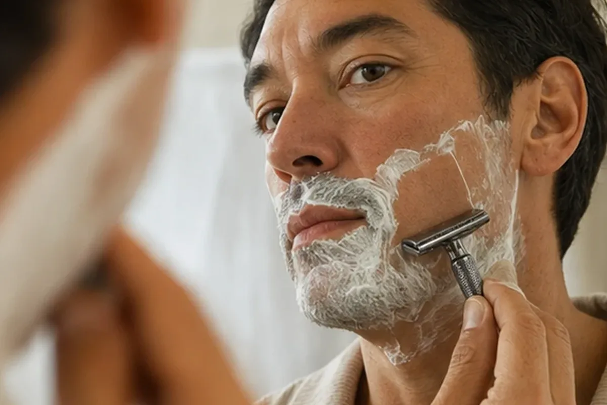 Hochwertige Beauty-Inszenierung zu Auswahlkriterien für Rasierhobel für fettige Haut