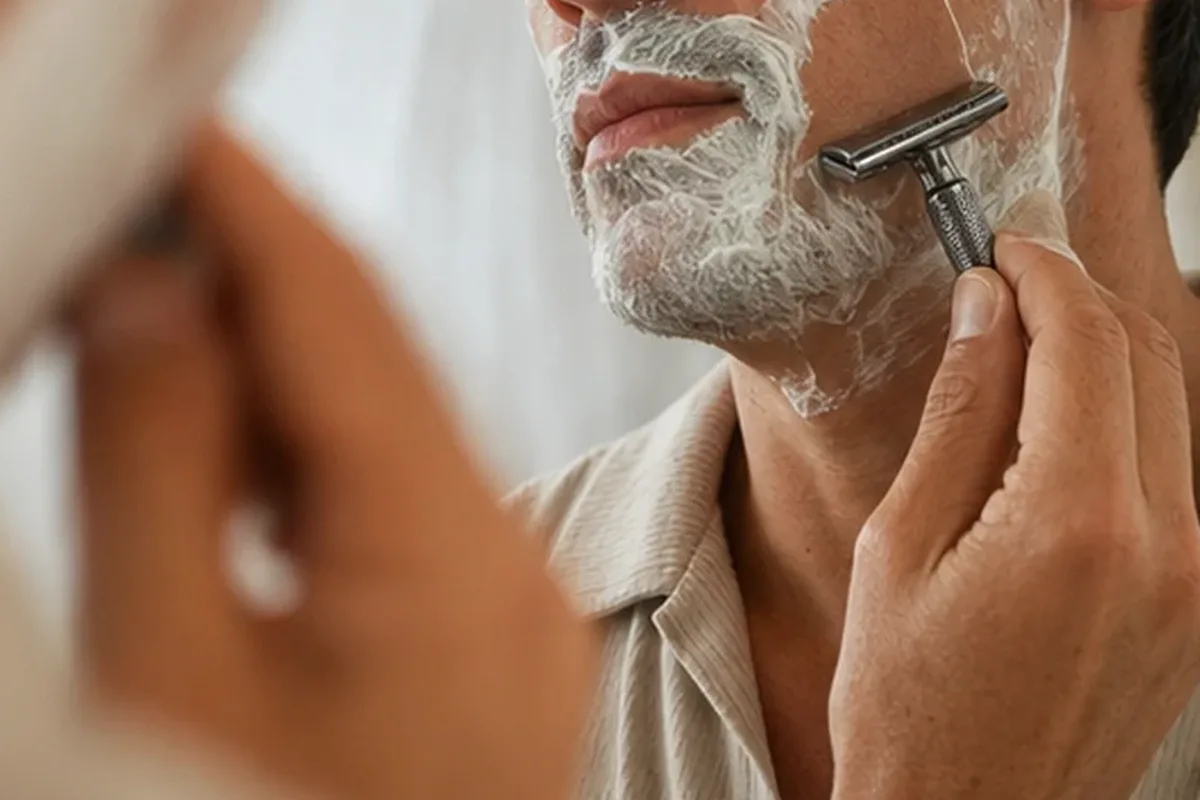 Emotionaler und authentischer Anwendungsmoment rund um Body-Trimmer für dunkle Haare