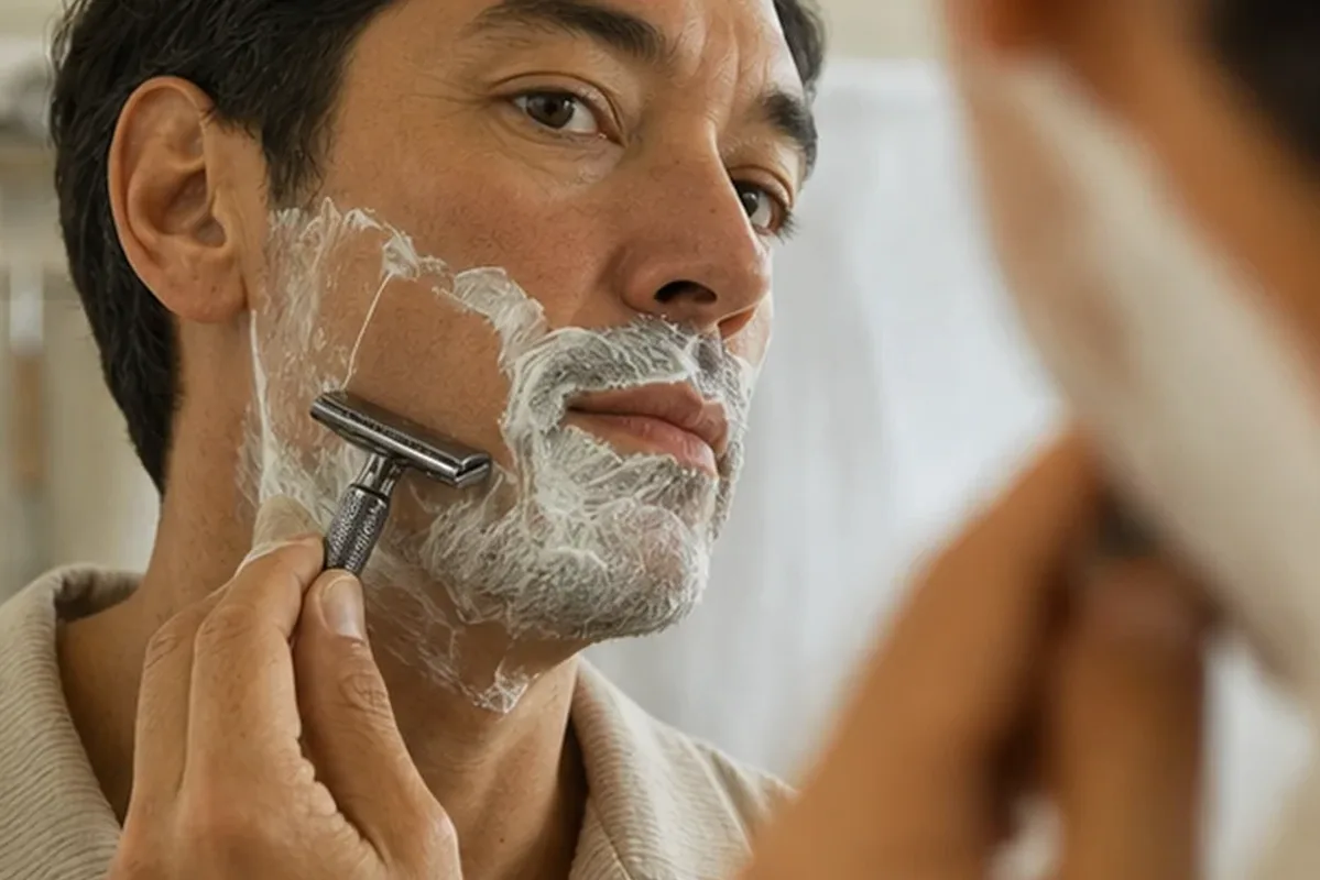 Hochwertige Beauty-Inszenierung zu Auswahlkriterien für Peeling vor der Rasur für langanhaltende Glätte