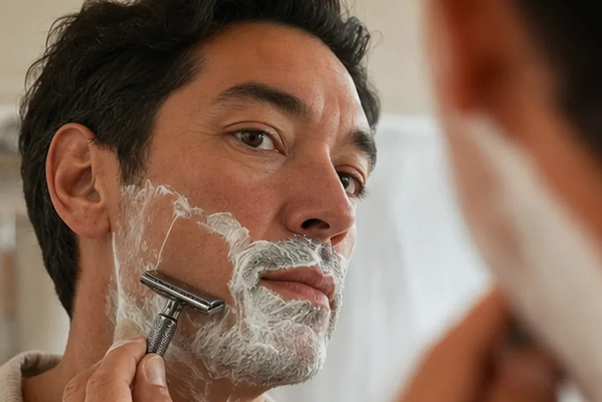 Hochwertige Beauty-Inszenierung zu Auswahlkriterien für After-Shave-Pflege für eine schnelle Anwendung