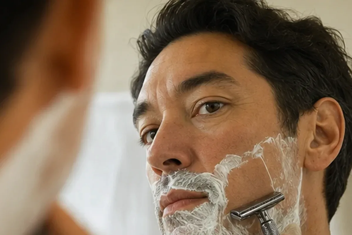 Authentischer Wohlfühlmoment passend zum Beauty-Thema Body-Trimmer bei eingewachsenen Haaren