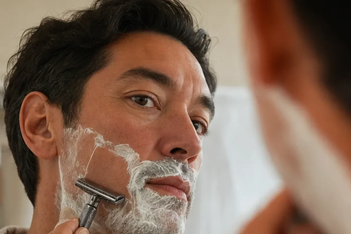 Redaktioneller Beauty-Moment zur Ausgangslage bei After-Shave-Pflege für dunkle Haare