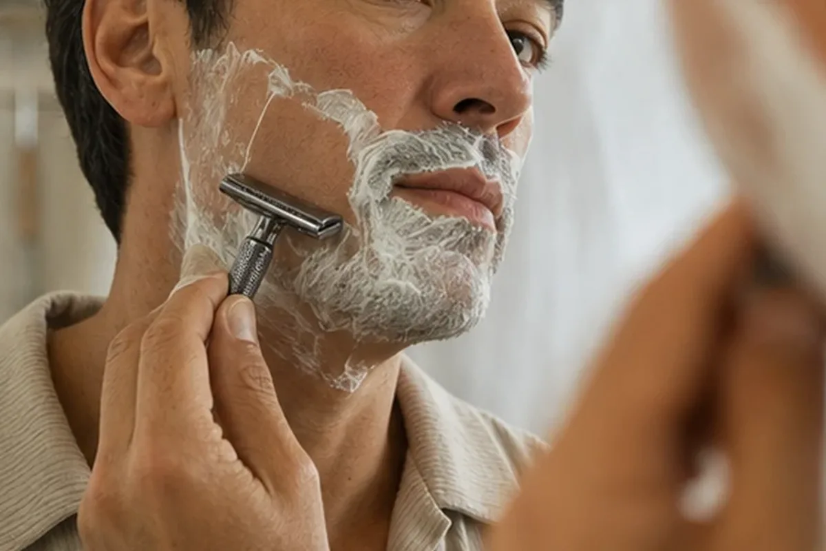 Redaktioneller Beauty-Moment zur Ausgangslage bei Männer-Gesichtsreiniger für fettige Haut