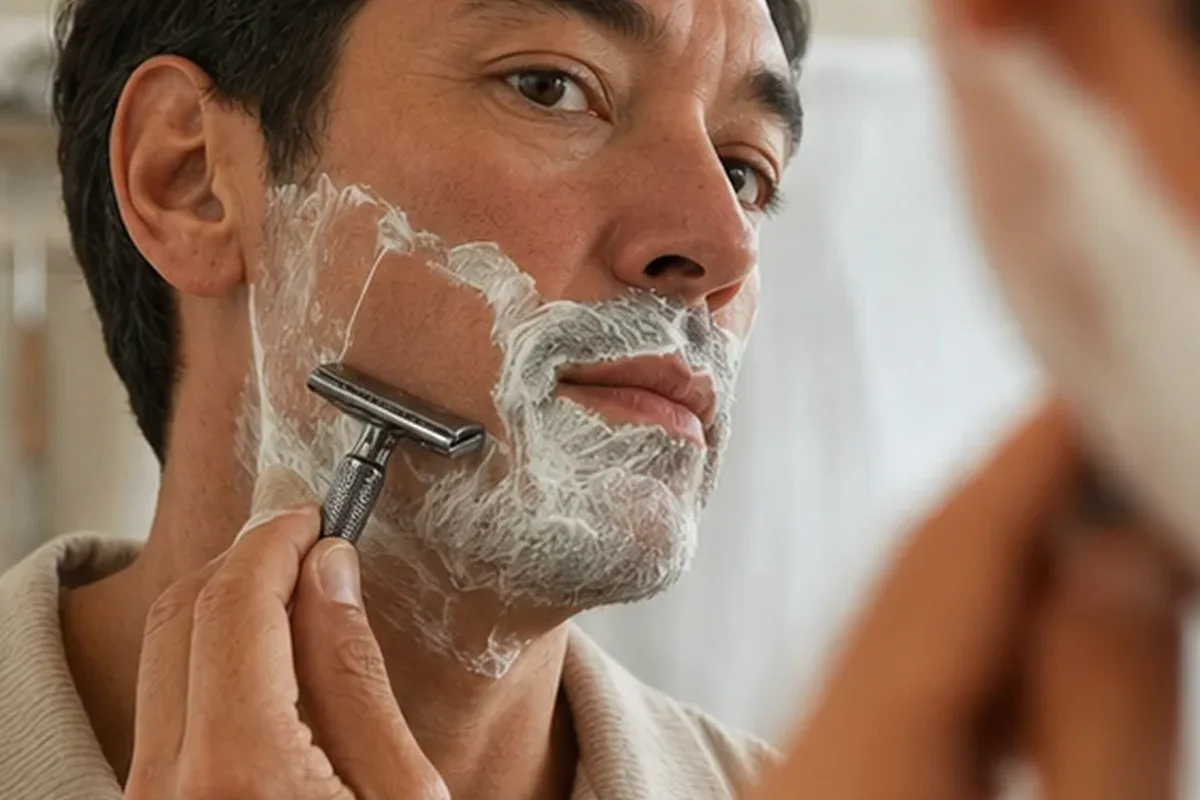 Authentische Beauty-Routine passend zum Thema Rasierhobel für einen dichten Bart