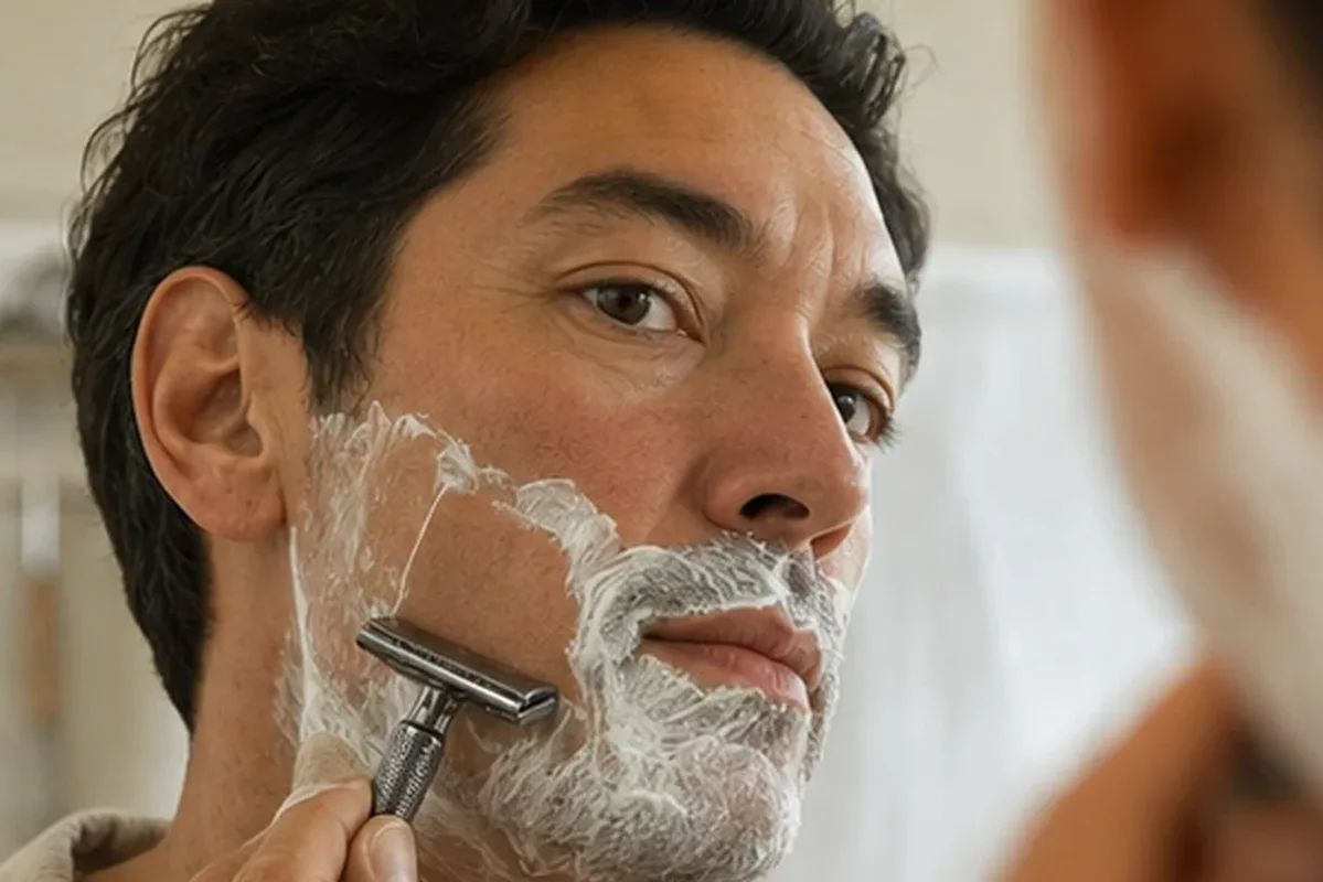 Authentischer Wohlfühlmoment passend zum Beauty-Thema Männer-Gesichtsreiniger für Pflege-Einsteiger