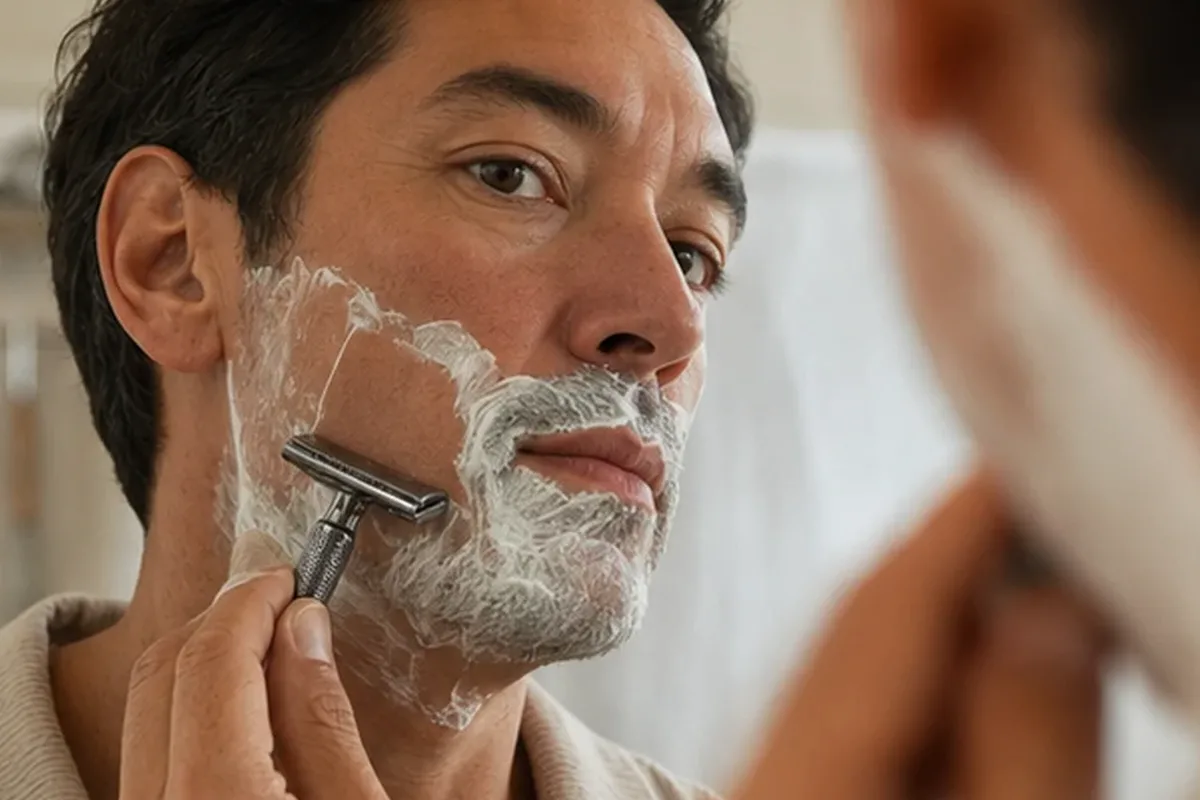 Redaktionelle Detailaufnahme zur Orientierung bei Peeling vor der Rasur für die Bikinizone