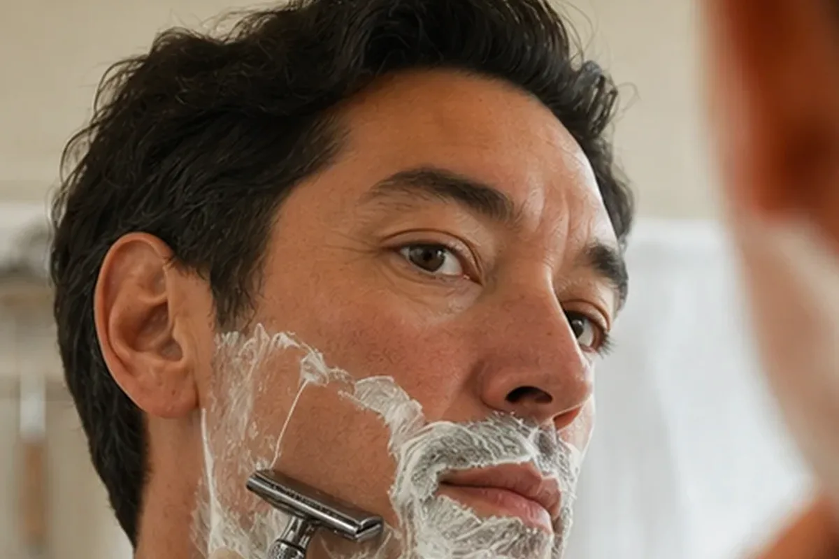 Authentischer Wohlfühlmoment passend zum Beauty-Thema Männer-Gesichtscreme für empfindliche Haut