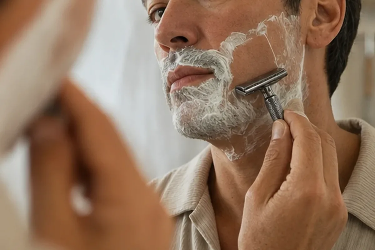 Authentischer Wohlfühlmoment passend zum Beauty-Thema Gesichtsrasierer für die Bikinizone