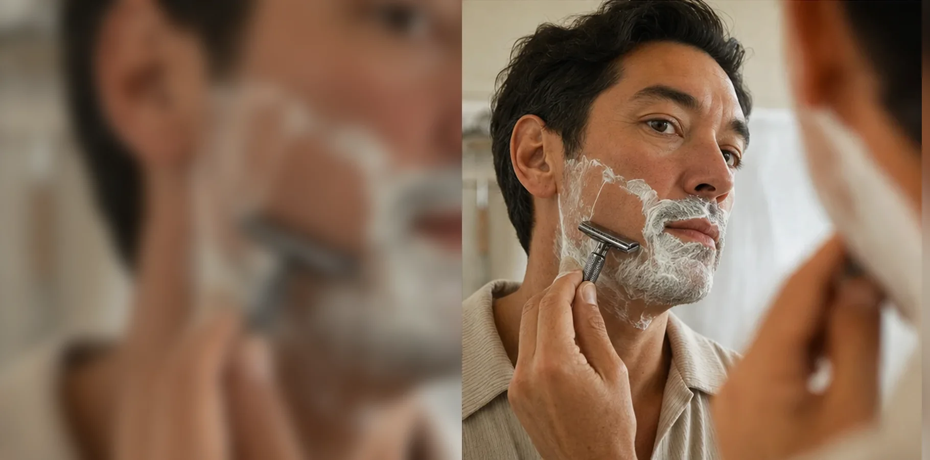 Beauty-Routine für Männer – Männerpflege: Mann mit gepflegtem Bart in warmem natürlichem Licht