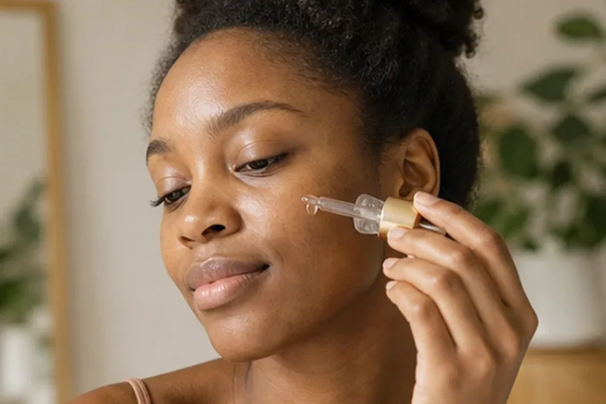 Hochwertige Beauty-Inszenierung zu Auswahlkriterien für Reinigungsöl bei Pigmentflecken