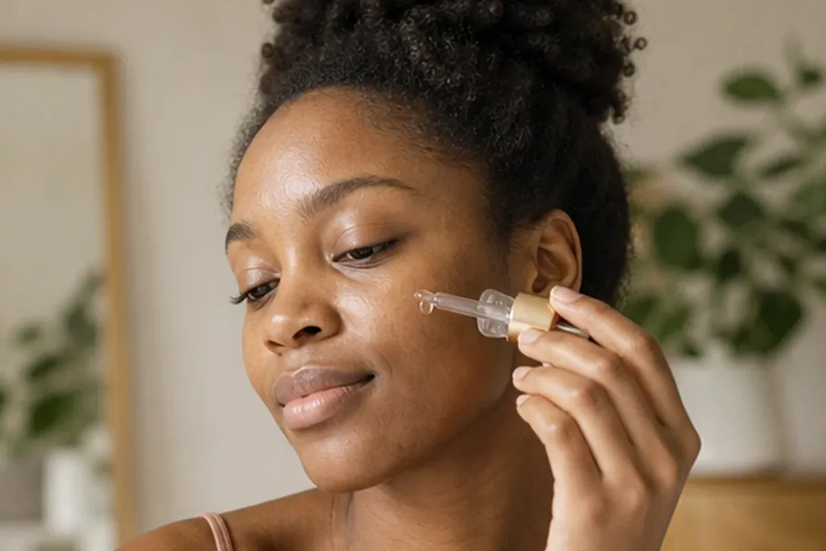 Authentischer Wohlfühlmoment passend zum Beauty-Thema Reinigungsöl für empfindliche Haut