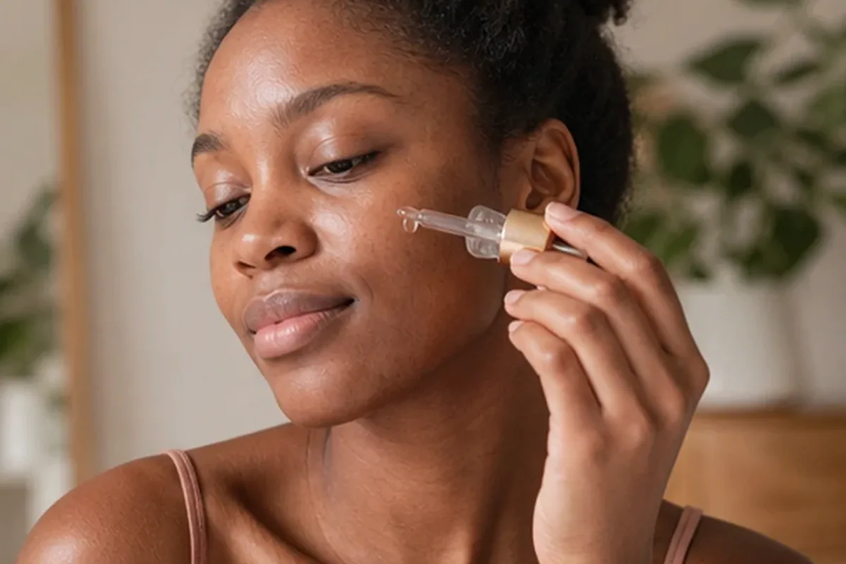 Emotionaler und authentischer Anwendungsmoment rund um Vitamin-C-Serum für fettige Haut