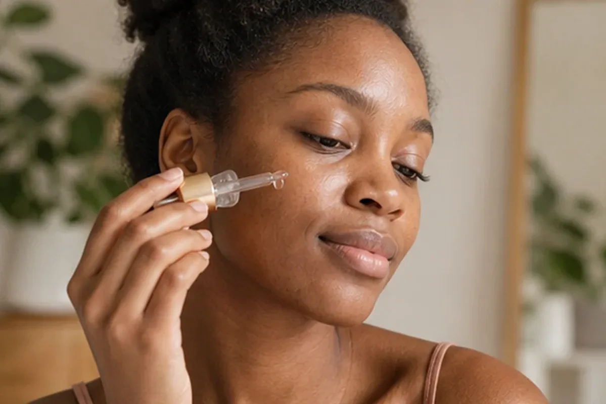 Authentischer Wohlfühlmoment passend zum Beauty-Thema Augenpflege für unreine Haut