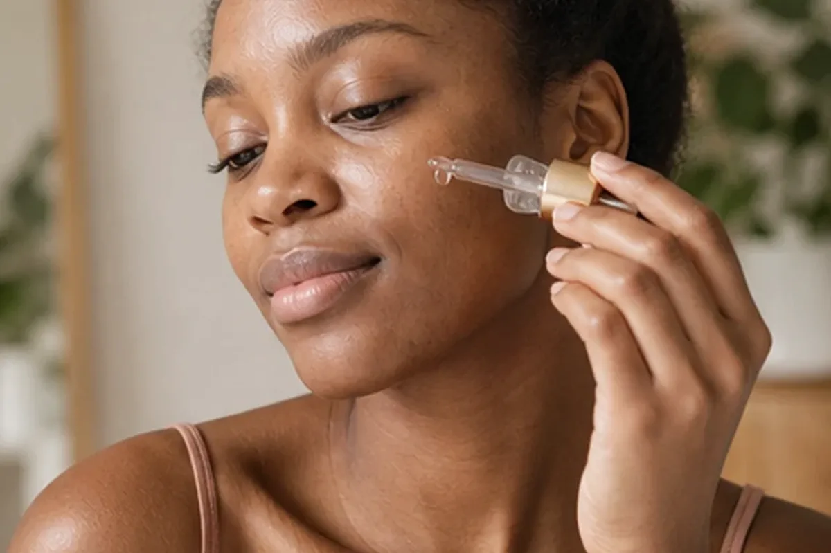 Emotionaler und authentischer Anwendungsmoment rund um Vitamin-C-Serum für fettige Haut