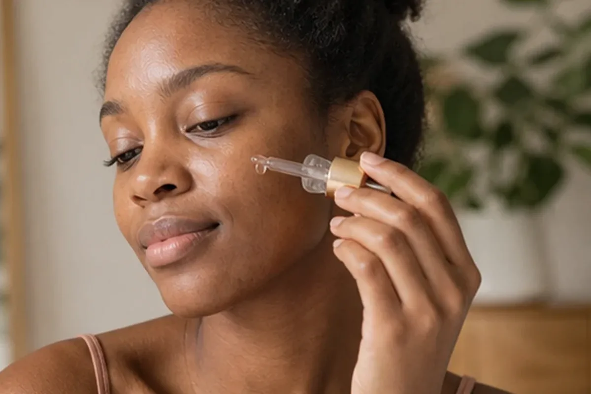 Hochwertige Beauty-Inszenierung zu Auswahlkriterien für Hyaluron-Serum für Mischhaut