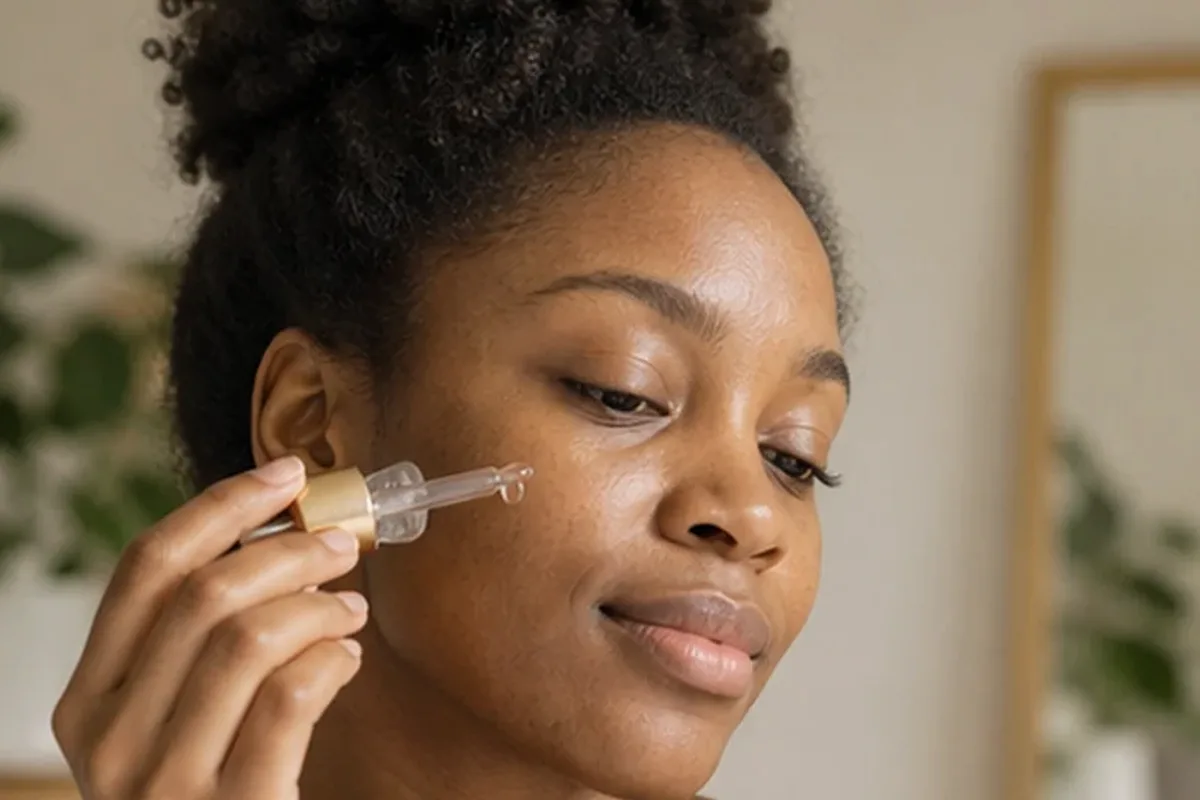 Emotionaler und authentischer Anwendungsmoment rund um Vitamin-C-Serum für unreine Haut