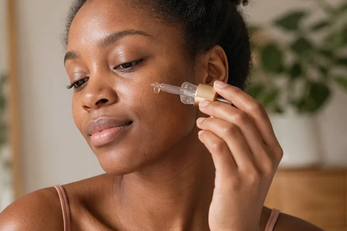 Hochwertige Beauty-Inszenierung zu Auswahlkriterien für Hyaluron-Serum bei Rötungen