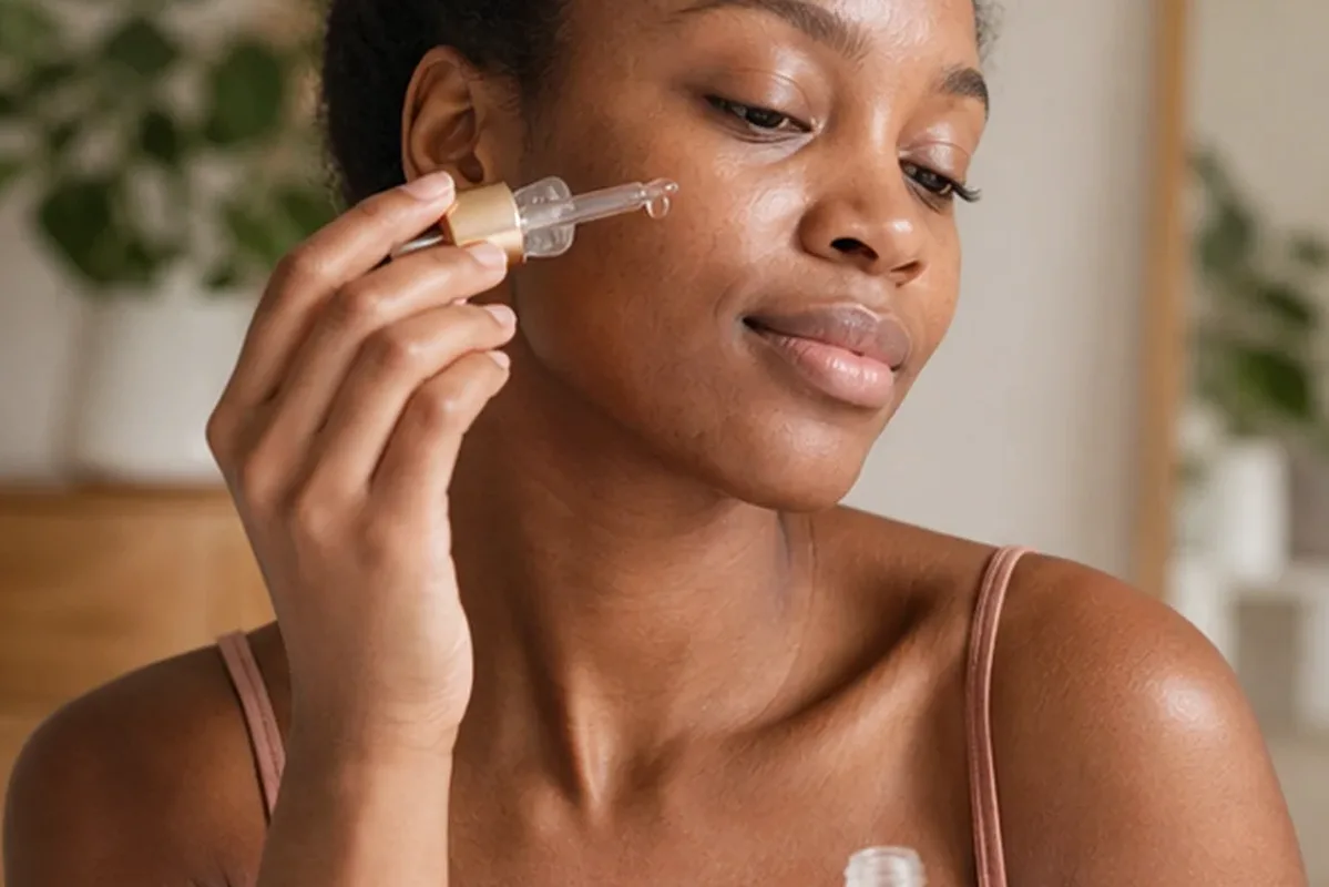 Redaktionelle Detailaufnahme zur Orientierung bei Hyaluron-Serum bei Pigmentflecken
