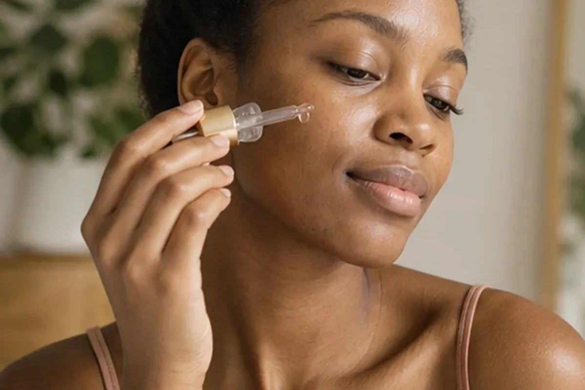 Authentischer Wohlfühlmoment passend zum Beauty-Thema Feuchtigkeitsserum für unreine Haut