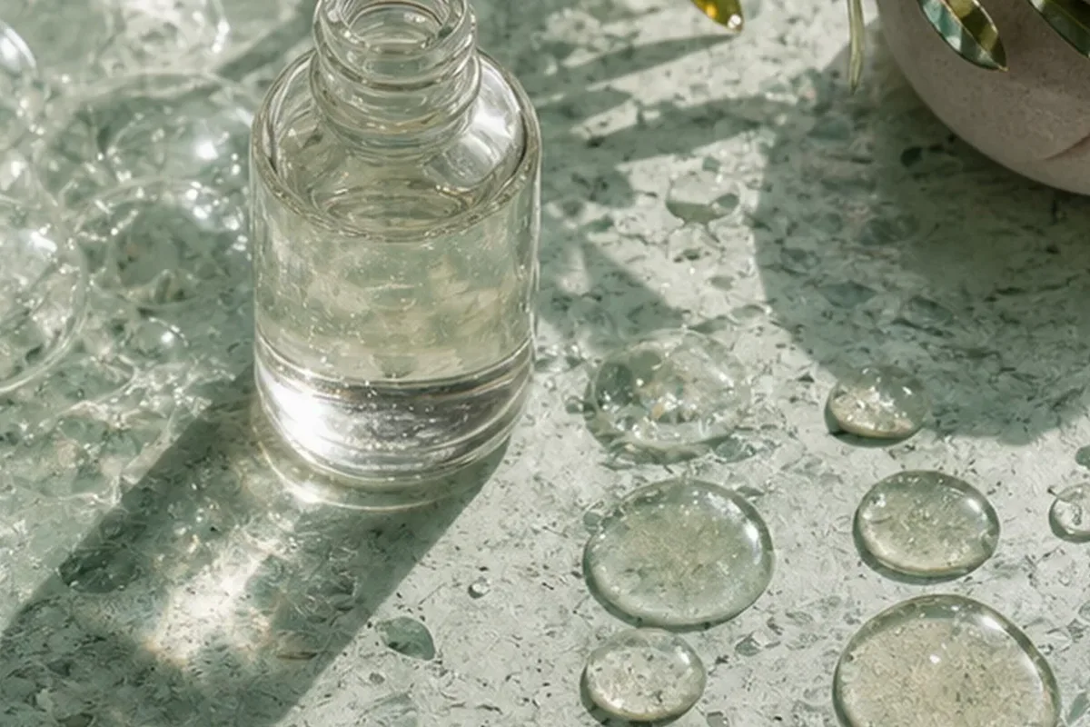 Redaktionelle Detailaufnahme zur Orientierung bei Mizellenwasser für Mischhaut