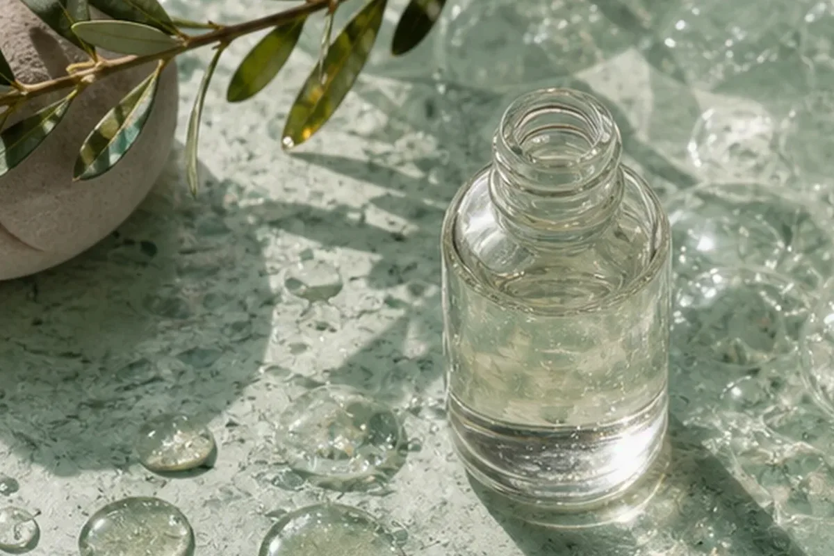 Hochwertige Beauty-Inszenierung zu Auswahlkriterien für Hyaluron-Serum bei Pigmentflecken
