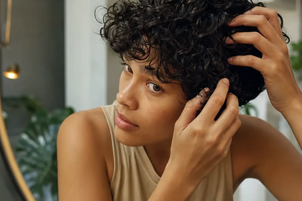 Authentische Beauty-Routine passend zum Thema Haarmaske für lockiges Haar