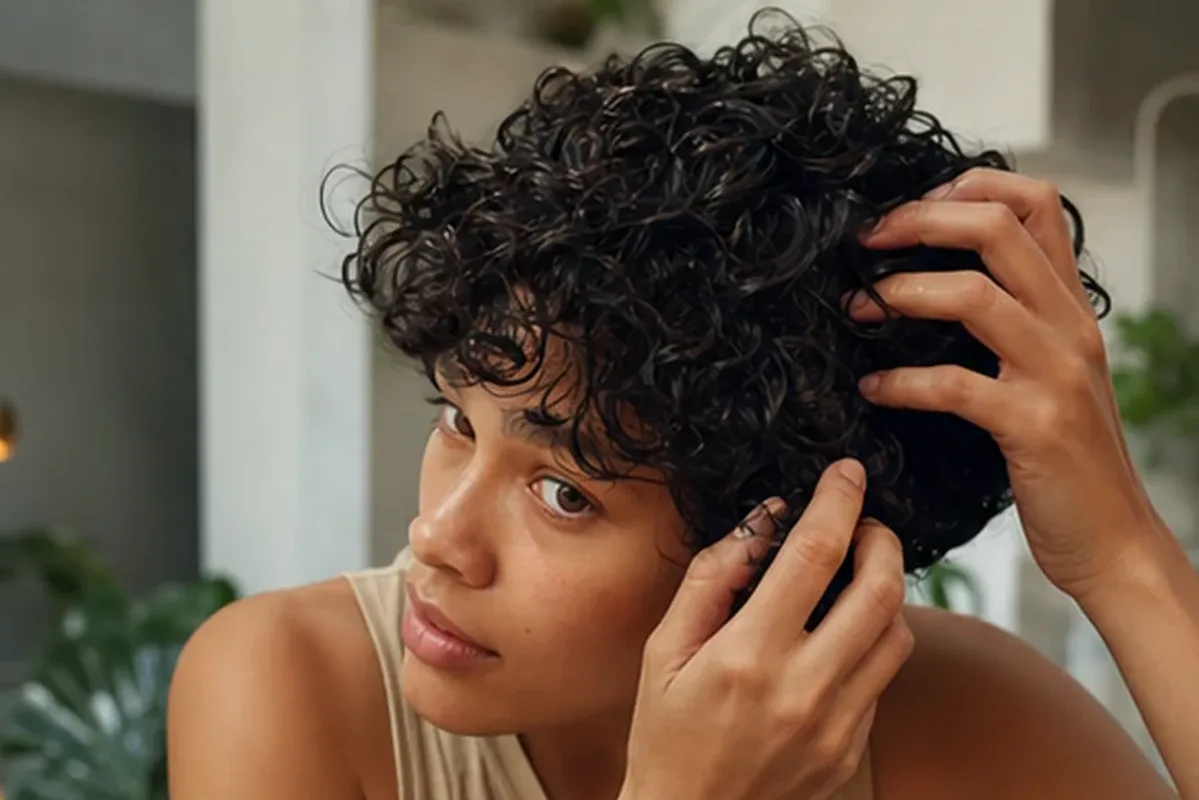 Hochwertige Beauty-Inszenierung zu Auswahlkriterien für Lockencreme für lockiges Haar