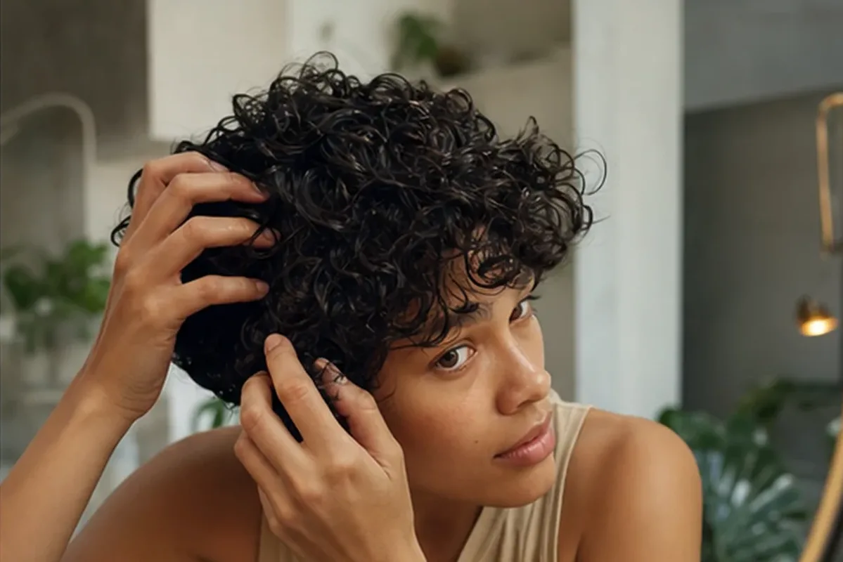 Authentischer Wohlfühlmoment passend zum Beauty-Thema Tiefenreinigungsshampoo bei Haarbruch