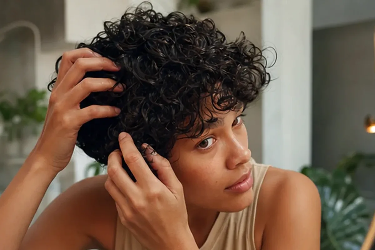 Redaktioneller Beauty-Moment zur Ausgangslage bei Haarbürste bei Frizz