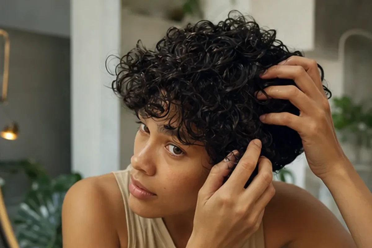 Authentische Beauty-Routine passend zum Thema Trockenshampoo für lockiges Haar