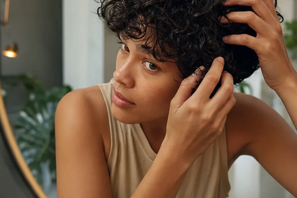 Redaktioneller Beauty-Moment zur Ausgangslage bei Lockencreme für feines Haar