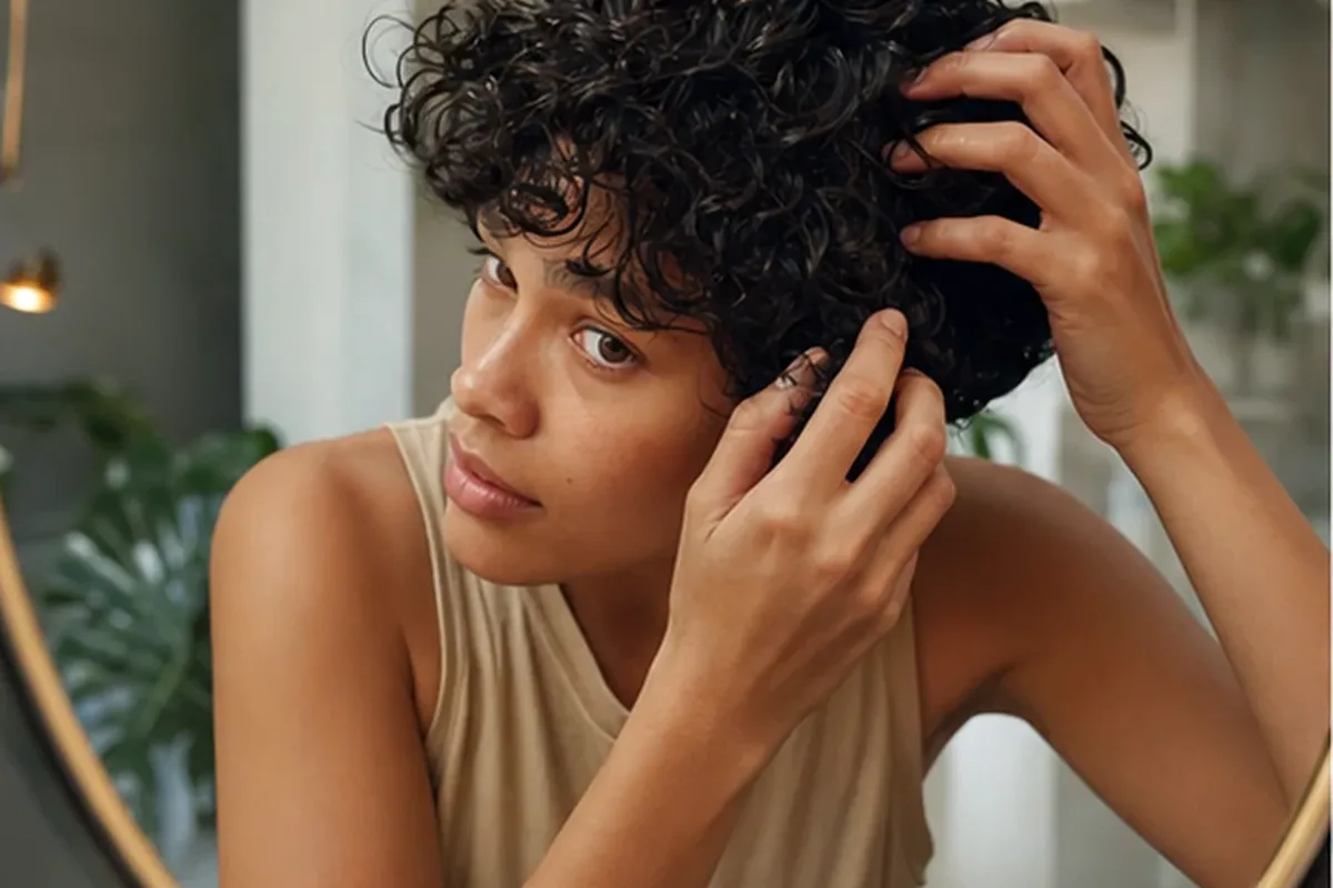Authentischer Wohlfühlmoment passend zum Beauty-Thema Haarbürste bei fettigem Ansatz