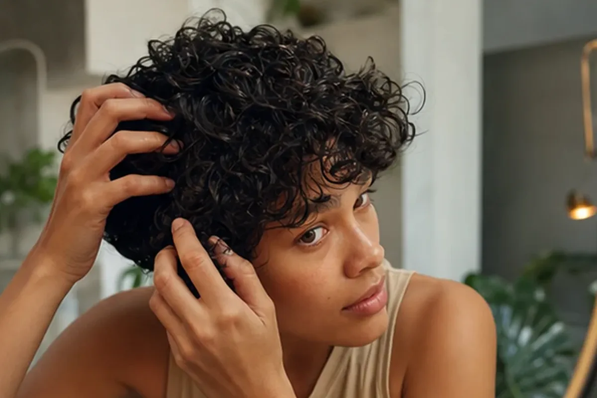 Authentische Beauty-Routine passend zum Thema Haartrockner für lockiges Haar