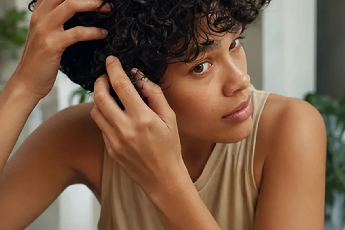 Authentischer Wohlfühlmoment passend zum Beauty-Thema Conditioner für lockiges Haar