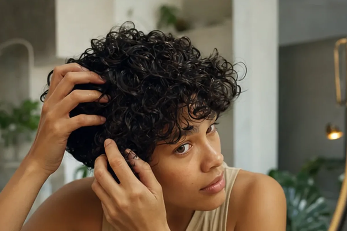 Emotionaler und authentischer Anwendungsmoment rund um Mildes Shampoo für lockiges Haar