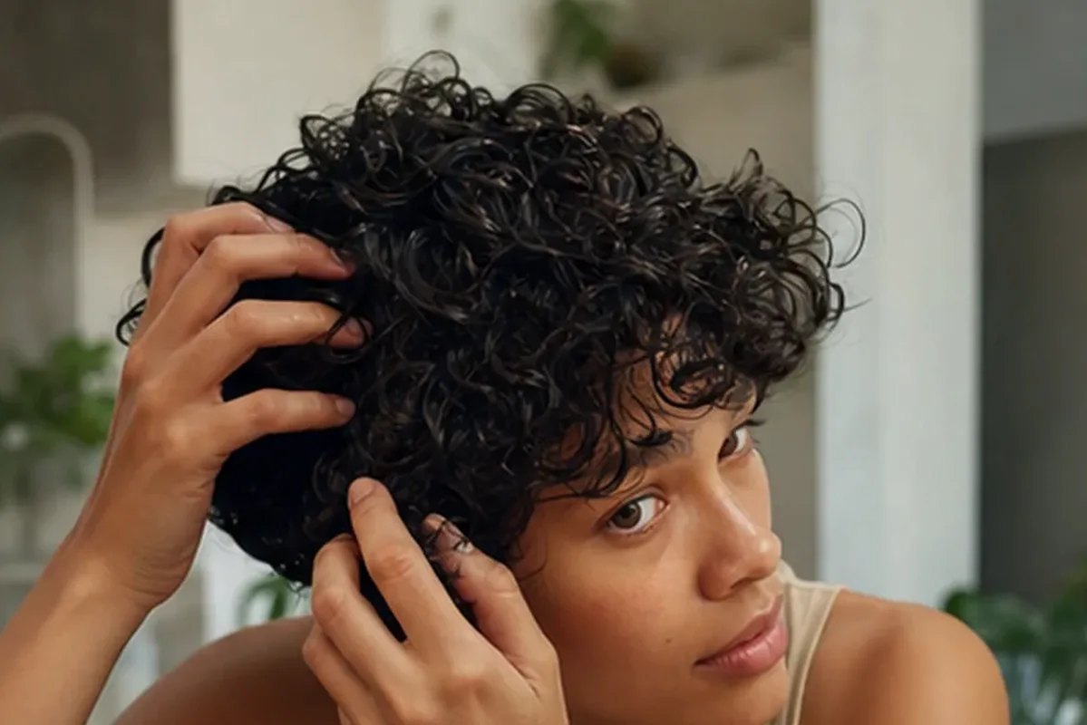 Authentischer Wohlfühlmoment passend zum Beauty-Thema Lockengel für feines Haar