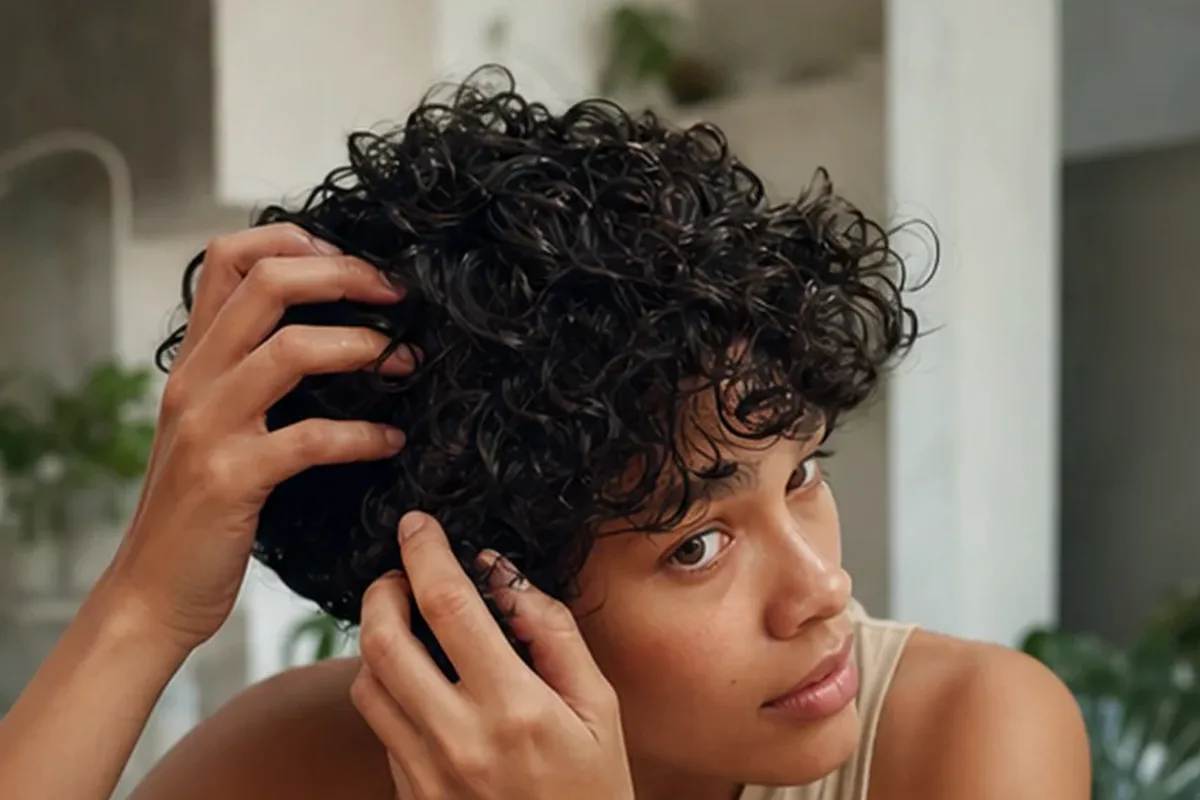 Authentischer Wohlfühlmoment passend zum Beauty-Thema Mildes Shampoo für empfindliche Kopfhaut