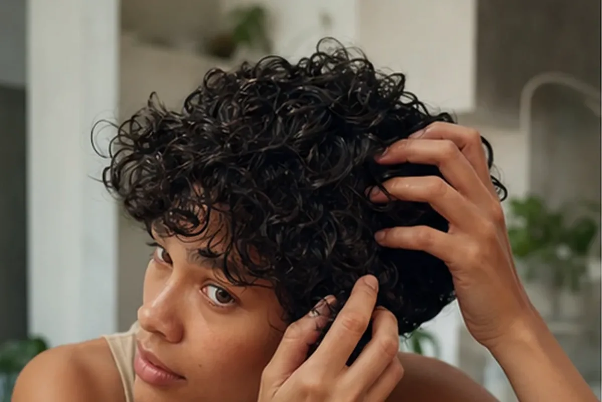 Authentischer Wohlfühlmoment passend zum Beauty-Thema Haarmaske bei fettigem Ansatz