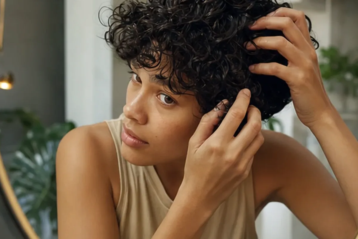 Redaktionelle Detailaufnahme zur Orientierung bei Silbershampoo für lockiges Haar