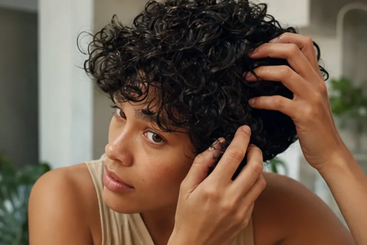 Redaktioneller Beauty-Moment zur Ausgangslage bei Silbershampoo für lockiges Haar